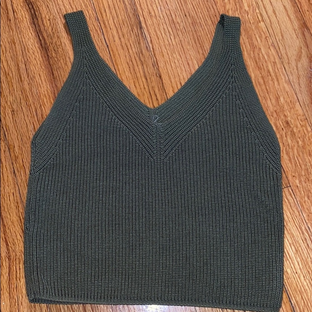 Green Knit Crop Tank